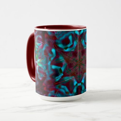 Mosaic of geometric lines and gradient matte folds mug