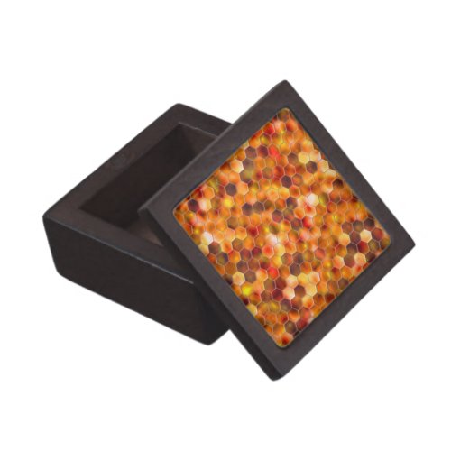 Mosaic of hexagons on spots in reddish tones throw gift box