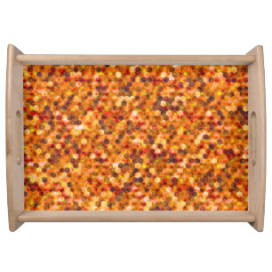 Mosaic of hexagons on spots in reddish tones throw serving tray