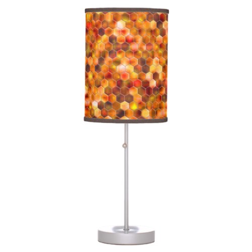 Mosaic of hexagons on spots in reddish tones throw table lamp