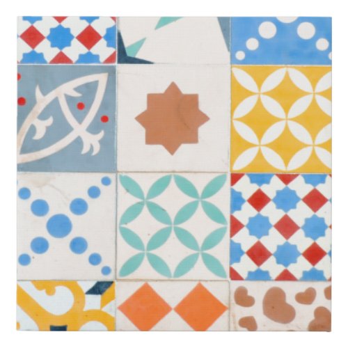 Mosaic of Hydraulic cement tiles decorative fashi Faux Canvas Print