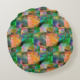 Mosaic  of messy textures with detachment illusion round pillow
