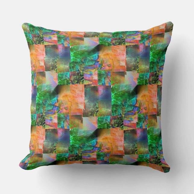 Mosaic  of messy textures with detachment illusion throw pillow (Front)
