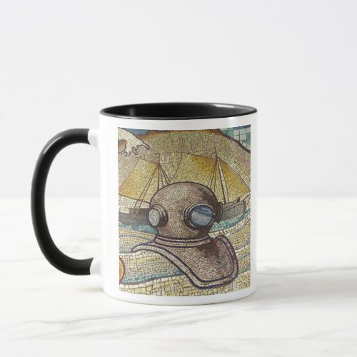 Mosaic of old divers helmet mug