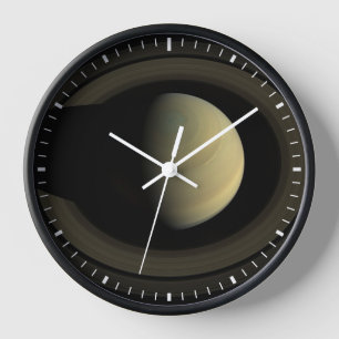 Mosaic Of Planet Saturn And Its Main Rings. Clock