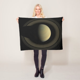 Mosaic Of Planet Saturn And Its Main Rings. Fleece Blanket
