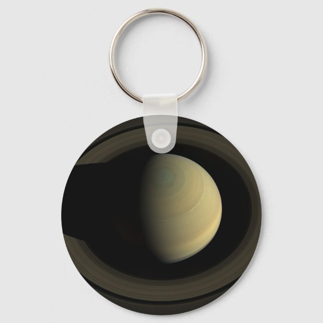 Mosaic Of Planet Saturn And Its Main Rings. Keychain (Front)
