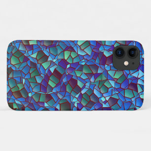 Mosaic of spattered or smoked lilac blue and green iPhone 11 case