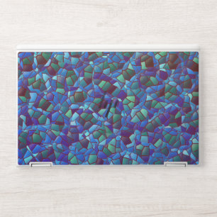 Mosaic of spattered or smoked lilac blue and green HP laptop skin