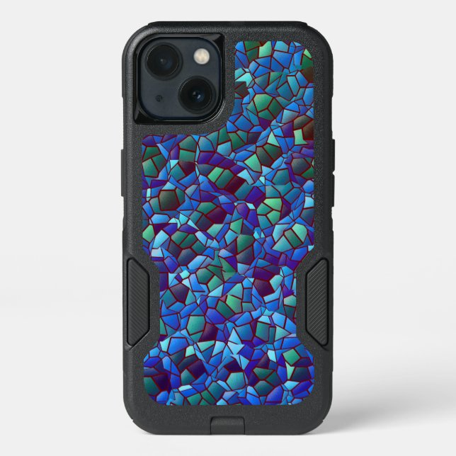 Mosaic of spattered or smoked lilac blue and green otterbox iPhone case (Back)