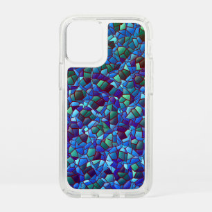 Mosaic of spattered or smoked lilac blue and green speck iPhone 12 mini case