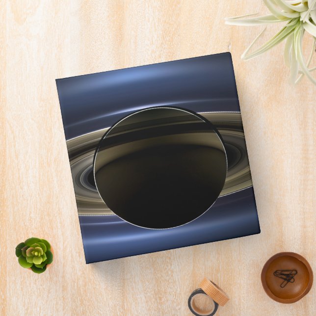 Mosaic Of The Saturn System Backlit By The Sun. 3 Ring Binder (In Situ)