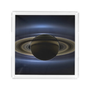 Mosaic Of The Saturn System Backlit By The Sun. Acrylic Tray