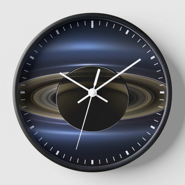 Mosaic Of The Saturn System Backlit By The Sun. Clock (Front)