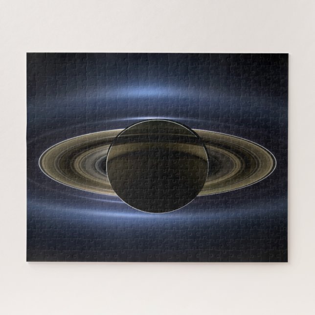 Mosaic Of The Saturn System Backlit By The Sun. Jigsaw Puzzle (Horizontal)
