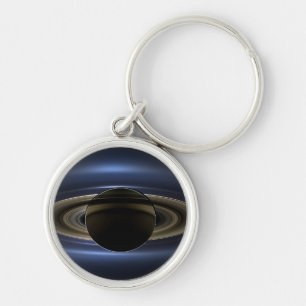 Mosaic Of The Saturn System Backlit By The Sun. Keychain
