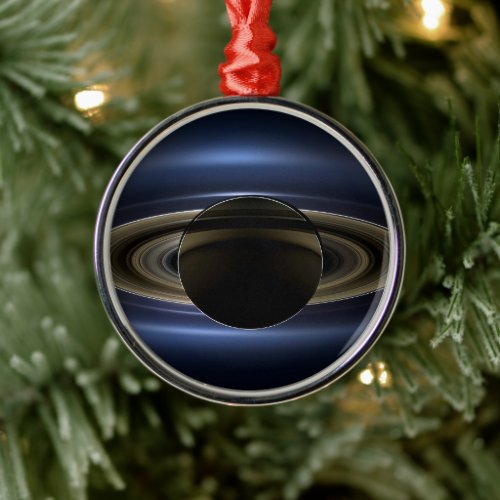 Mosaic Of The Saturn System Backlit By The Sun Metal Ornament