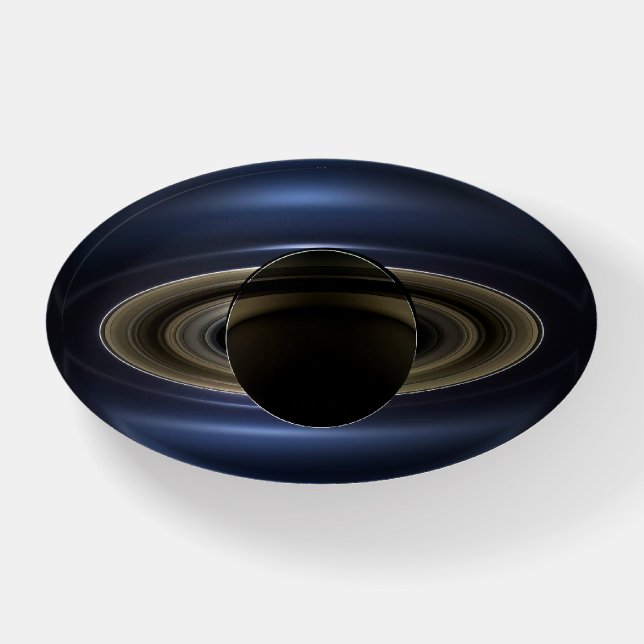 Mosaic Of The Saturn System Backlit By The Sun. Paperweight (Front)