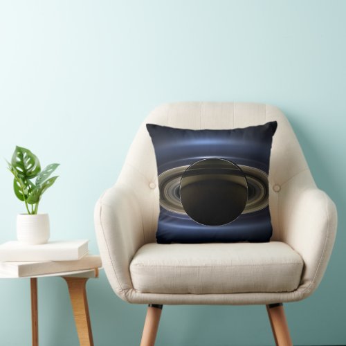 Mosaic Of The Saturn System Backlit By The Sun Throw Pillow