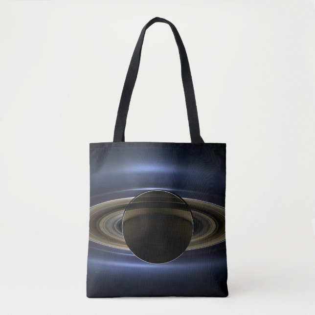 Mosaic Of The Saturn System Backlit By The Sun. Tote Bag (Front)