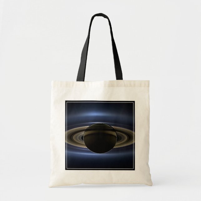 Mosaic Of The Saturn System Backlit By The Sun. Tote Bag (Front)