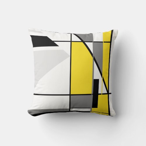 Mosaic of Yellow White Gray Black Geometric Throw Pillow