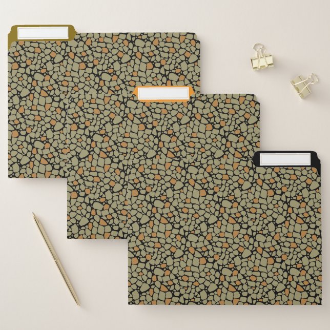 Mosaic olive brown green tile abstract camouflage file folder (Set)