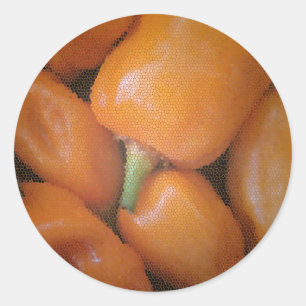 Mosaic Orange Southwest Chili Peppers Classic Round Sticker