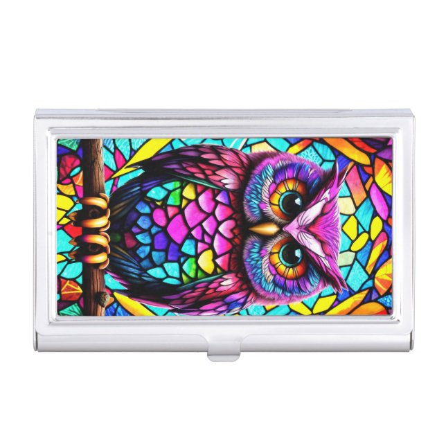 Mosaic owl business card case (Front)