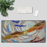 Mosaic Owl Desk Mat<br><div class="desc">This unique desk mat is decorated with a flying owl and moon mosaic in rich colors.
Original Mosaic © Michele Davies.</div>