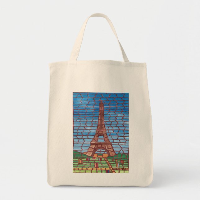 Mosaic Painting of Eiffel Tower Custom Bags (Front)