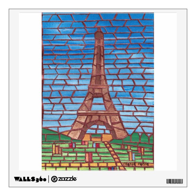 Mosaic Painting of Eiffel Tower Custom Wall Decals (Front)