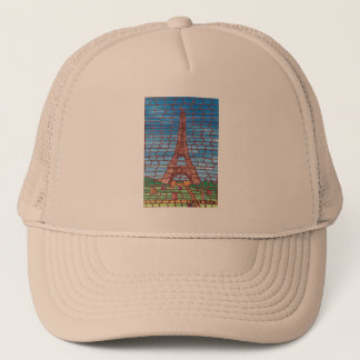 Mosaic Painting of Eiffel Tower Trucker Hats