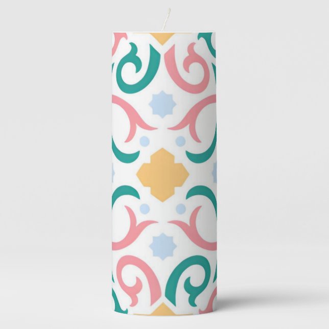 Mosaic/pastel/spring  pillar candle (Front)
