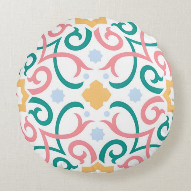 Mosaic/pastel/spring  round pillow (Front)
