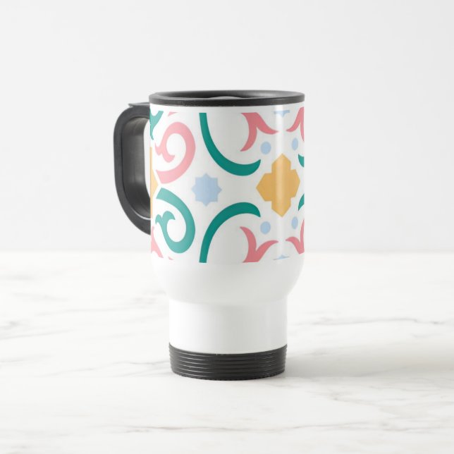Mosaic/pastel/spring  travel mug (Front Left)