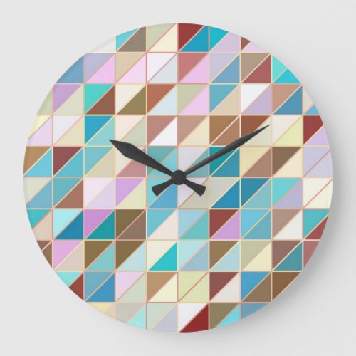 Mosaic _ Pastels and earth tones Large Clock