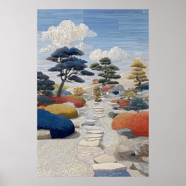 Mosaic Pathway Poster Stepping Stones, Colorful (Front)