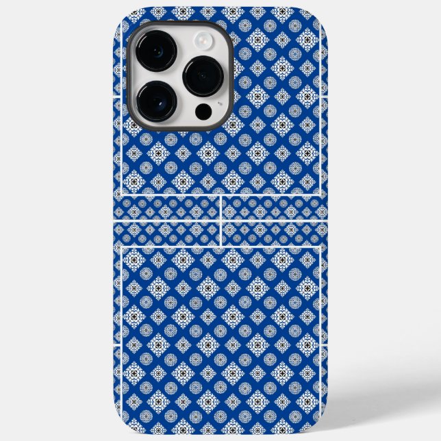 Mosaic Pattern 02.BW.b Blue BG Case-Mate iPhone Case (Back)