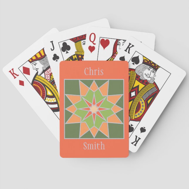 Mosaic pattern custom monogram playing cards (Back)