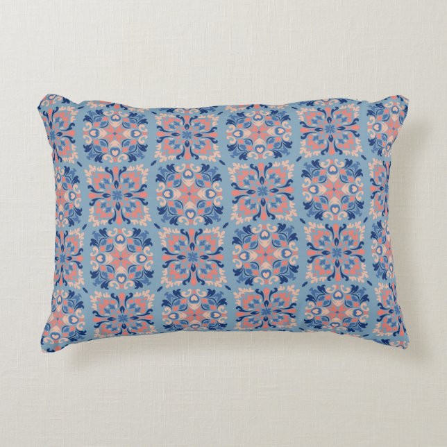 Mosaic Pattern Dusty Blue Accent Pillow (Front)