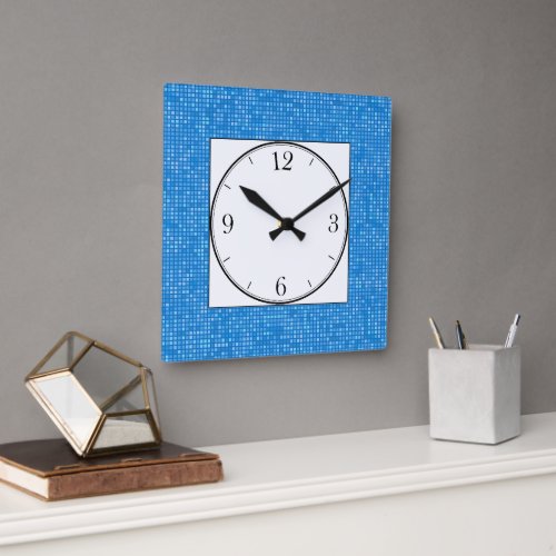 Mosaic Pattern in Blue Square Wall Clock