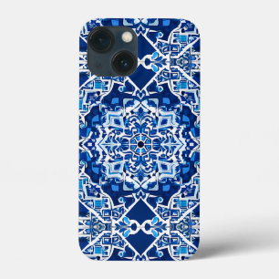 Mosaic Pattern in Indigo and Cobalt Blue iPhone 13 Mini Case