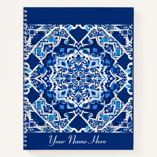 Mosaic Pattern in Indigo and Cobalt Blue Journal (Front)