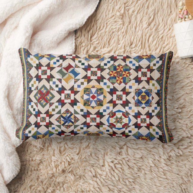 Mosaic Pattern Lumbar Pillow (Blanket)