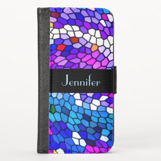 Mosaic Pattern Personalized iPhone X Wallet Case