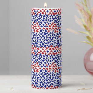Mosaic Pattern Red Blue Pillar Candle