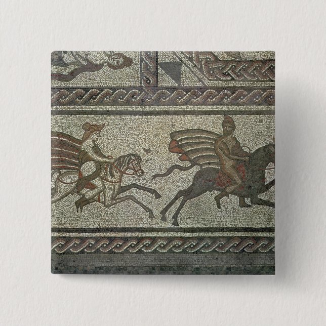 Mosaic pavement from the Roman villa at Low Pinback Button (Front)