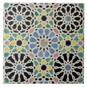 KD Spain — Colorful Alhambra Spanish Tile Design Throw Pillow Accent Decor