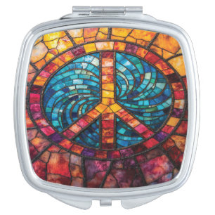 Mosaic Peace Sign Hand Mirror